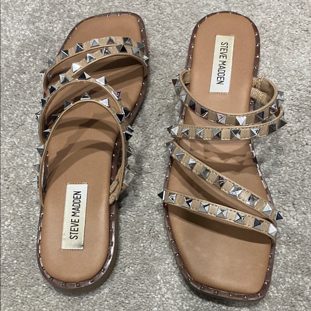 Steve Madden Tan Strappy Studded Sandals